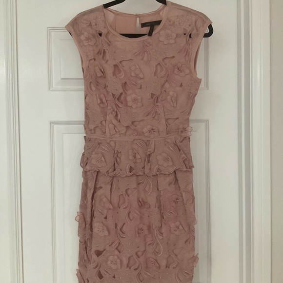 BCBGMaxAzria Dresses & Skirts - BCBGMaxAzria Pink Sheath Dress Crew Neck Midi